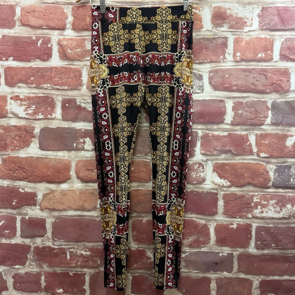 Guess Leggings Women's Small Black Multicolor Abstract Stretchy Skinny Pants